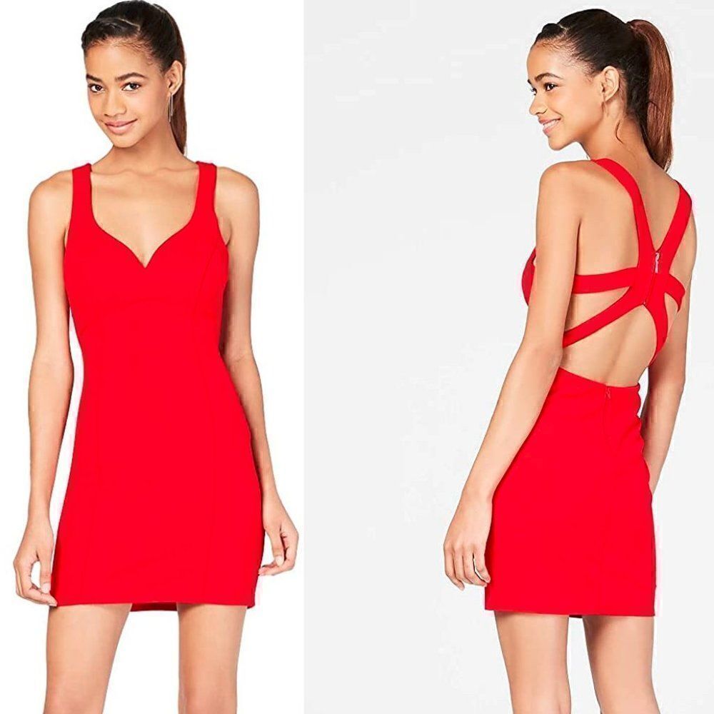 Red Hot Dress VALENTINE’S B. Darlin Strappy V-Neck Open Back Club Party Dress M